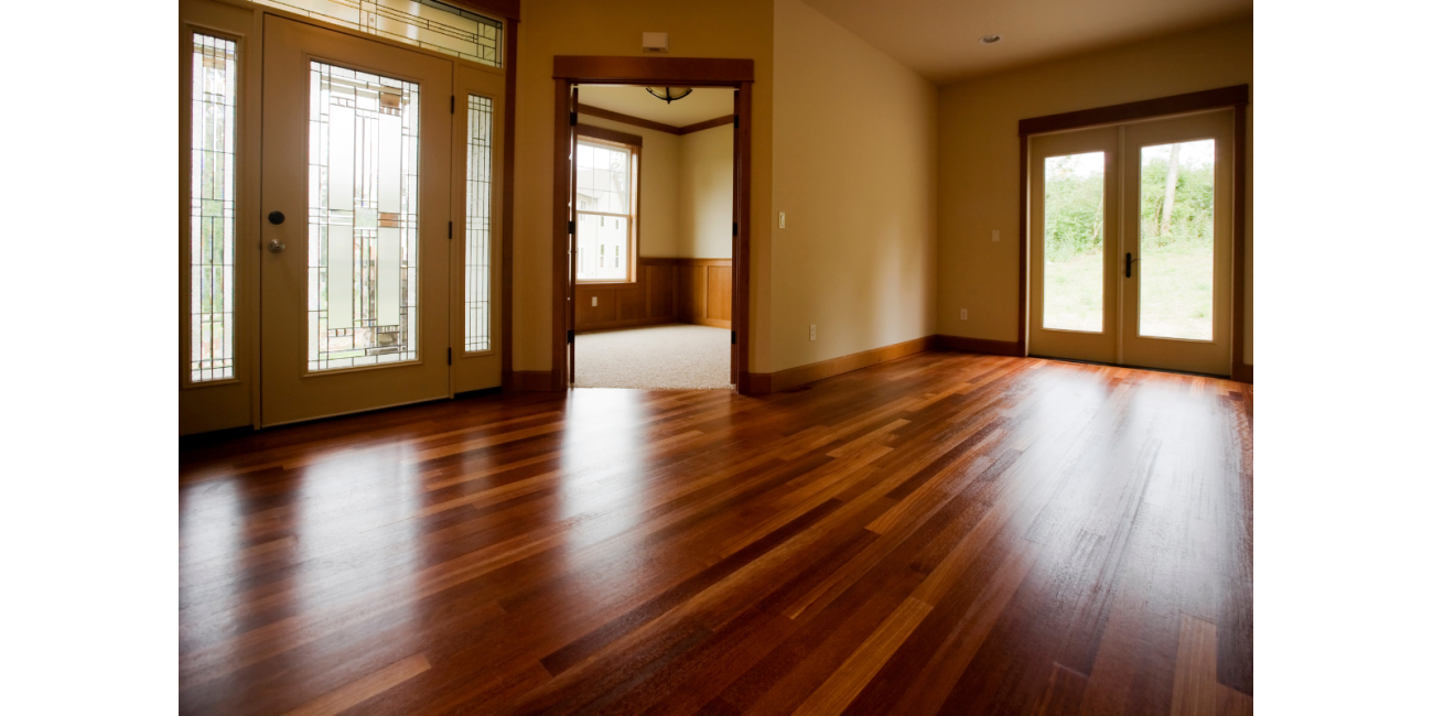 Refinished hardwood floors in living room