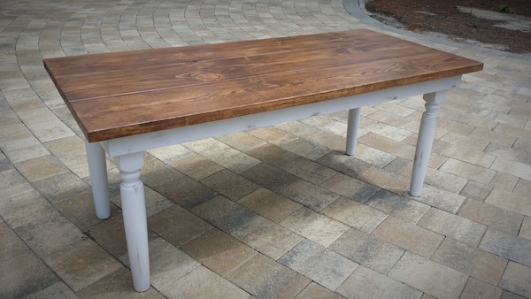 2 toned table with spindle legs